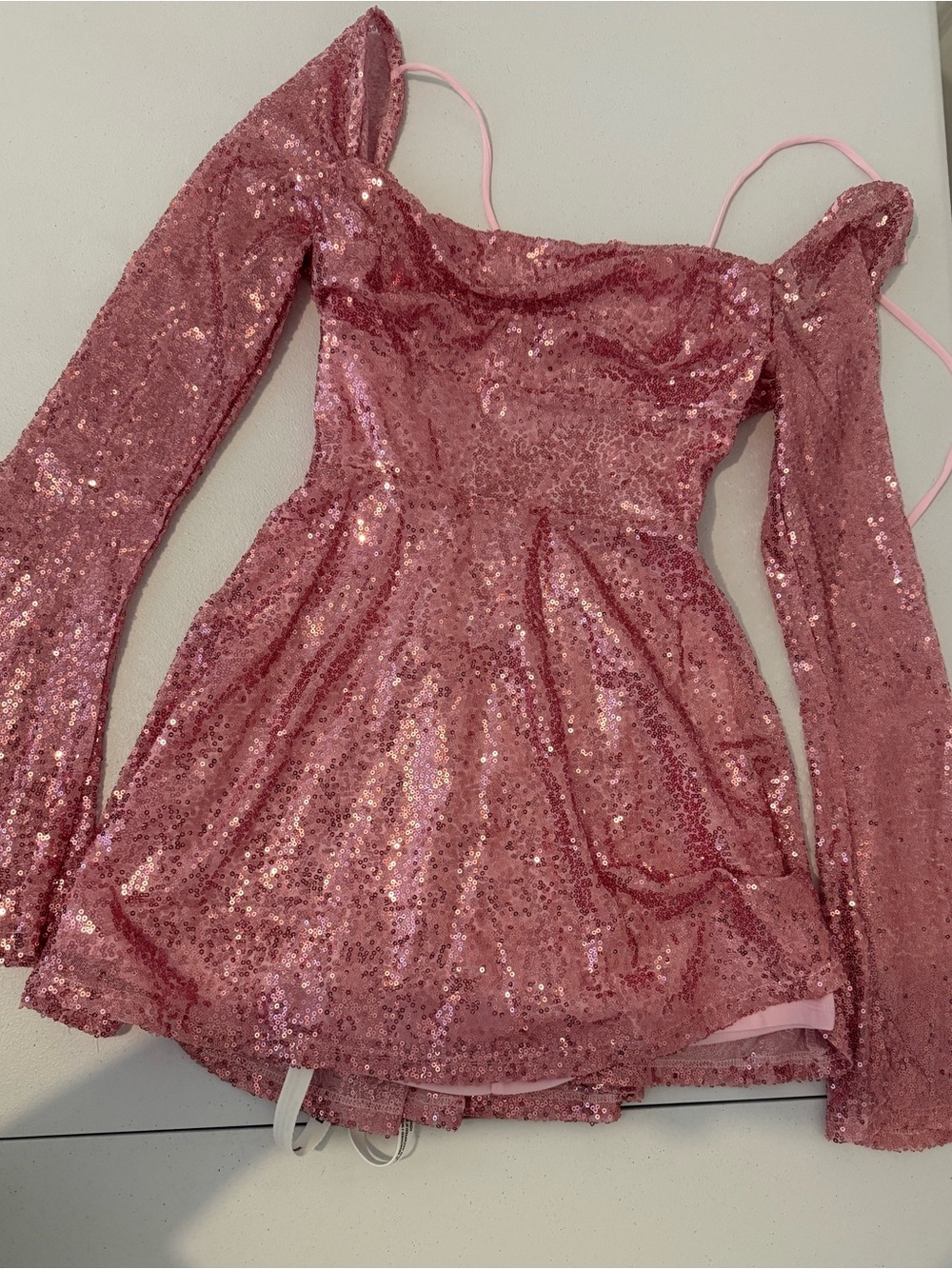 Pink Sequin Mini Dress